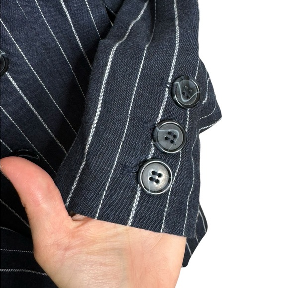 Free People | Ashby Double Breasted Blazer in Navy Pinstripe XS - Picture 4 of 10